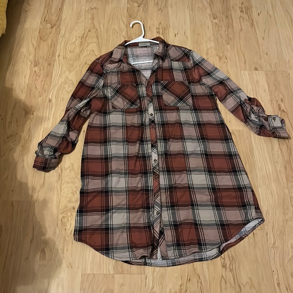 Plus size flannel tunic